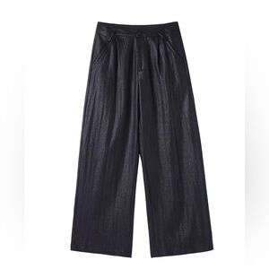 Women Wide Leg Pants High Waist Black Loose Trousers Size S New With Tags
